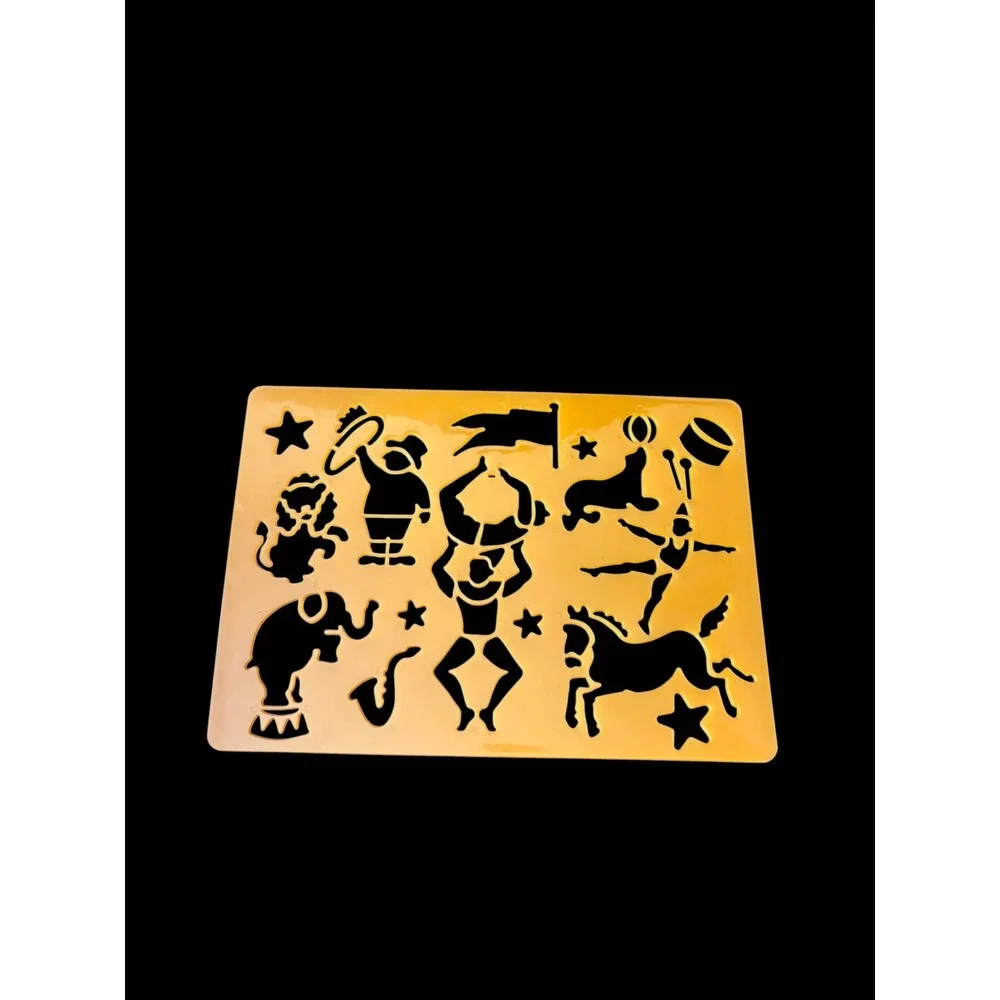 Circus Stencil Elephant Lion Horse Acrobat Juggler Reusable Plastic Template